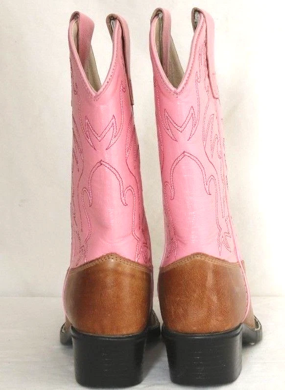 Old West 8139 Corona Calfskin Pink Leather Cowgirl Boot Kids Youth US 4.5 EU 20 - Image 3 of 4