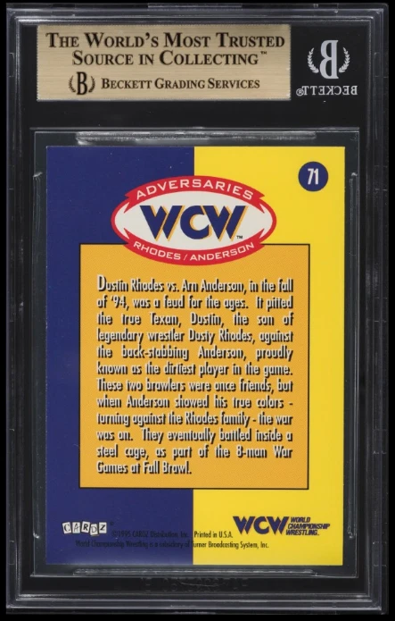 POP 1: Dustin Rhodes BGS 9.5: 1995 CARDZ WCW Main Event Rookie Year Gisto #71 - Image 2 of 3
