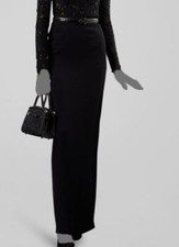  1690 Ralph Lauren Purple Label Women Black Shaniya Satin Crepe Maxi Pant Size 4