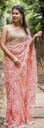Sari Bluse indischer Netz Sari Designer pakistanisch Party Hochzeit Kleidung brandneu UK - Bild 8 von 9