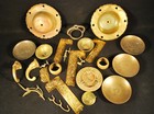 Miscellaneous Japanese Solid Brass Buddhist Temple Items / Group Art Project