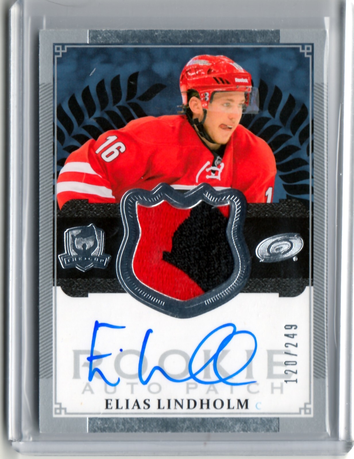 2013/14 THE CUP Elias Lindholm PATCH AUTO AUTOGRAPH ROOKIE RC LOGO /249 BRUINS
