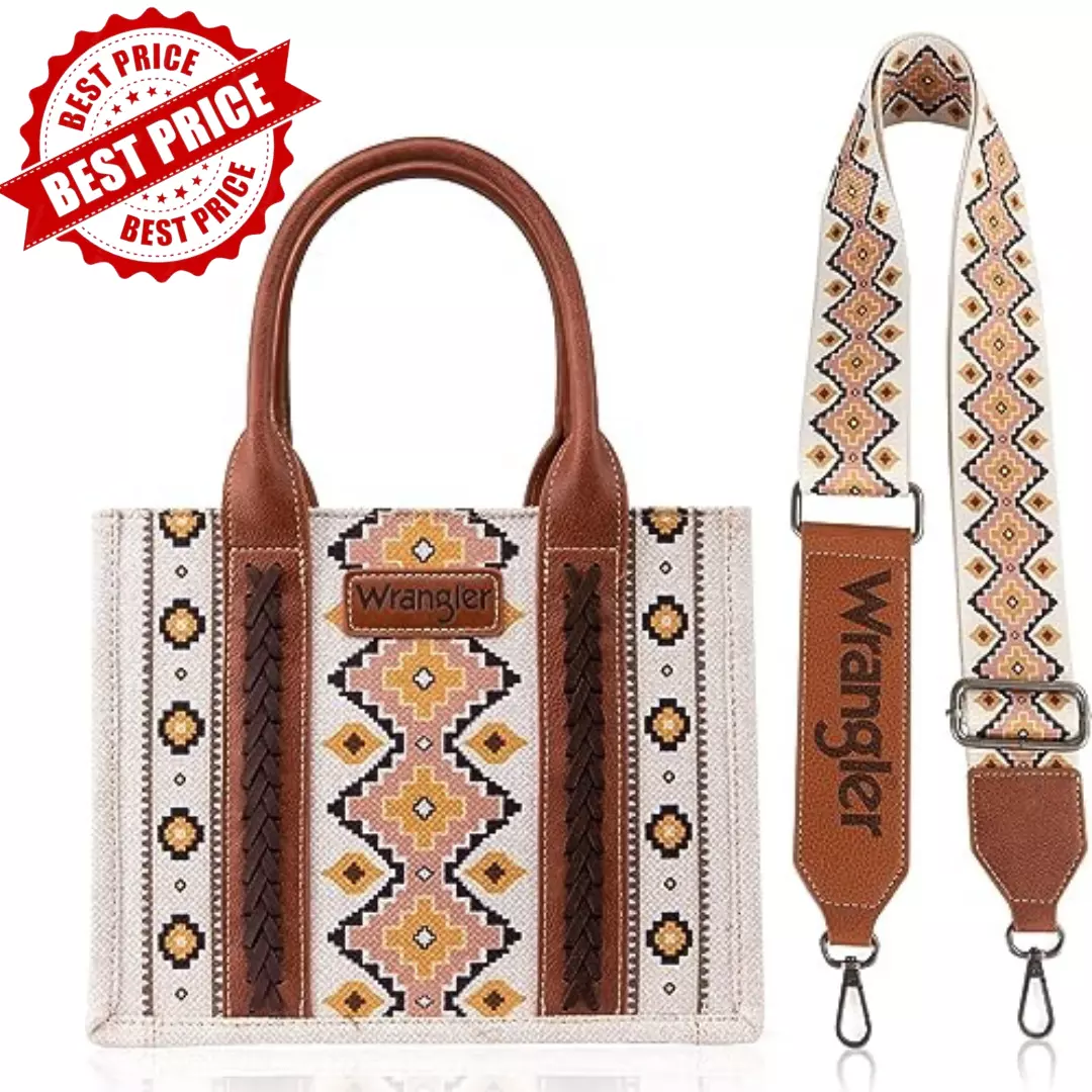 WRANGLER TOTE BAG Western Purses Women's Shoulder Boho Aztec Handbags Wide  Strap