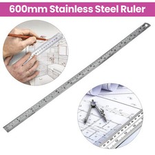 Rolson 24" Stainless Steel Safety Ruler - Metal Cutting Rule for School & Crafti