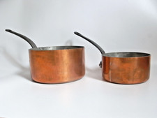 2x Kupfer ° Matfer Topf Pfanne 1x gehämmert Kochtopf Frankreich Stielkasserolle