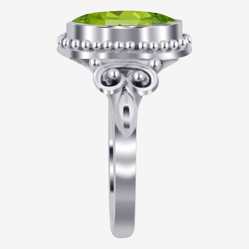 Marquise Peridot Gemstone 925 Sterling Silver Women`s Ring - Picture 8 of 8