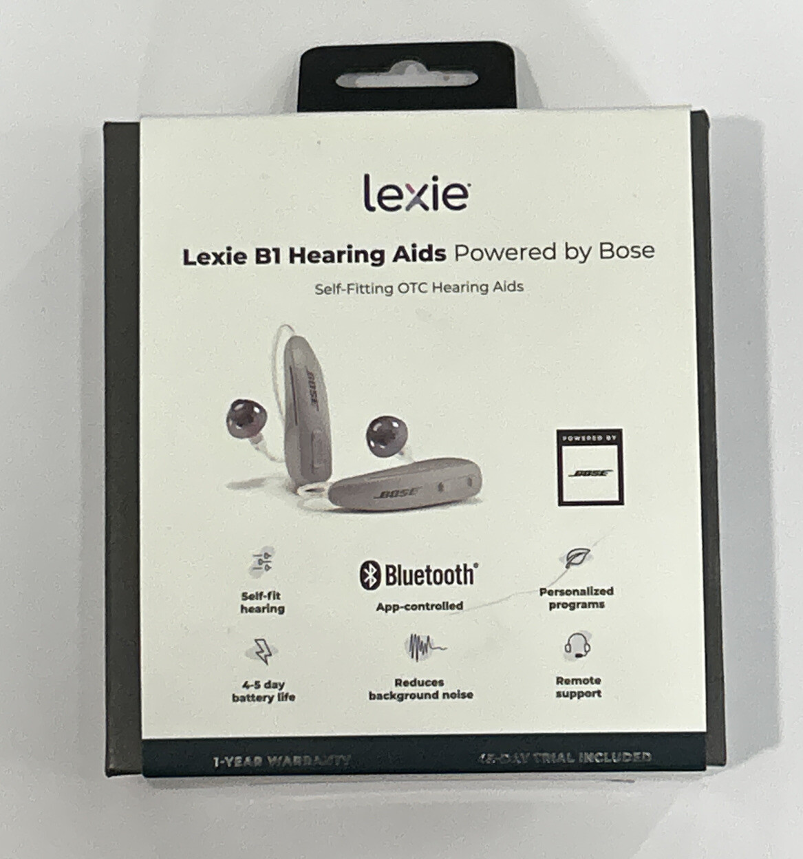 New in Box Lexie Hearing Lexie B1 OTC Hearing Aids Powered by Bose