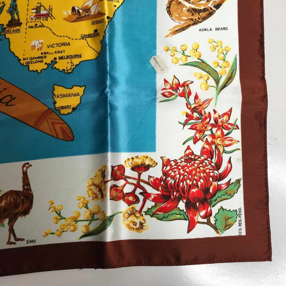 Bufanda vintage hecha en Japón acetato satinado real impresa a mano Foto 4 de 4