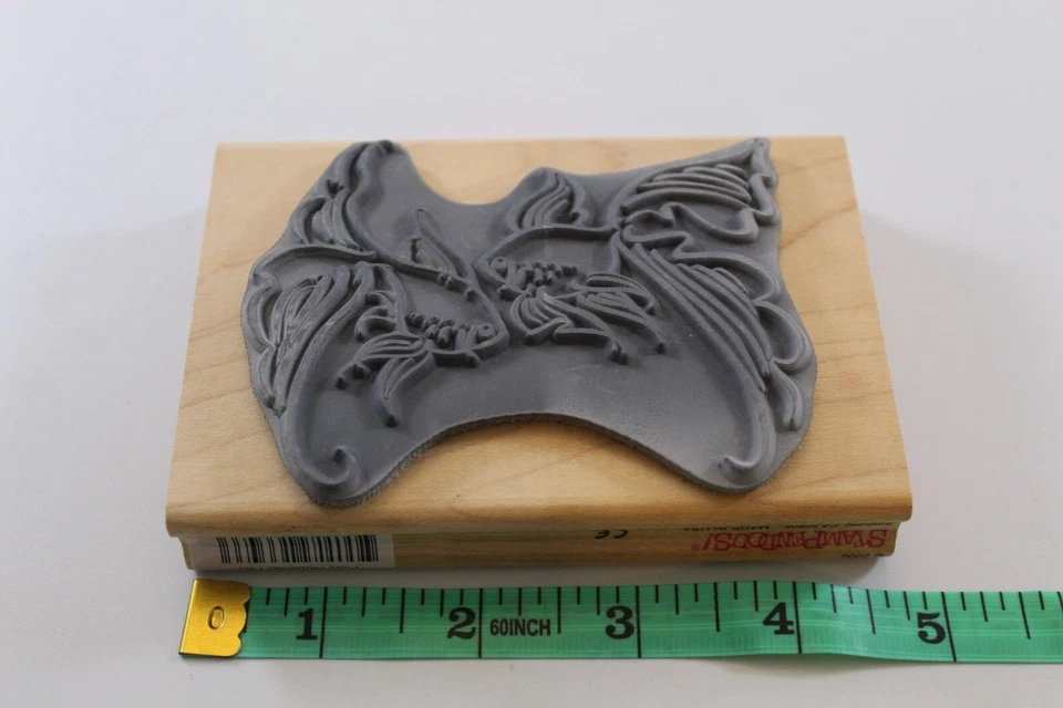 Nuevo sello de madera sin entintar Ribbontail Goldfish Stampendous 4,75" x 3,25" P063 Foto 2 de 4