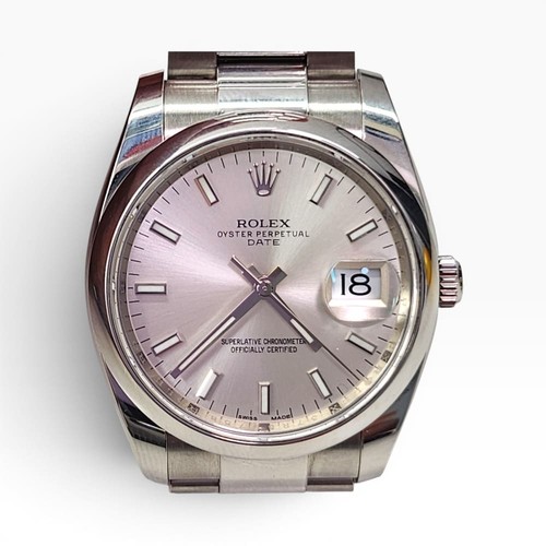 Rolex Date 34 mm Steel Rehaut Silver Dial Oyster Automatic Wat...