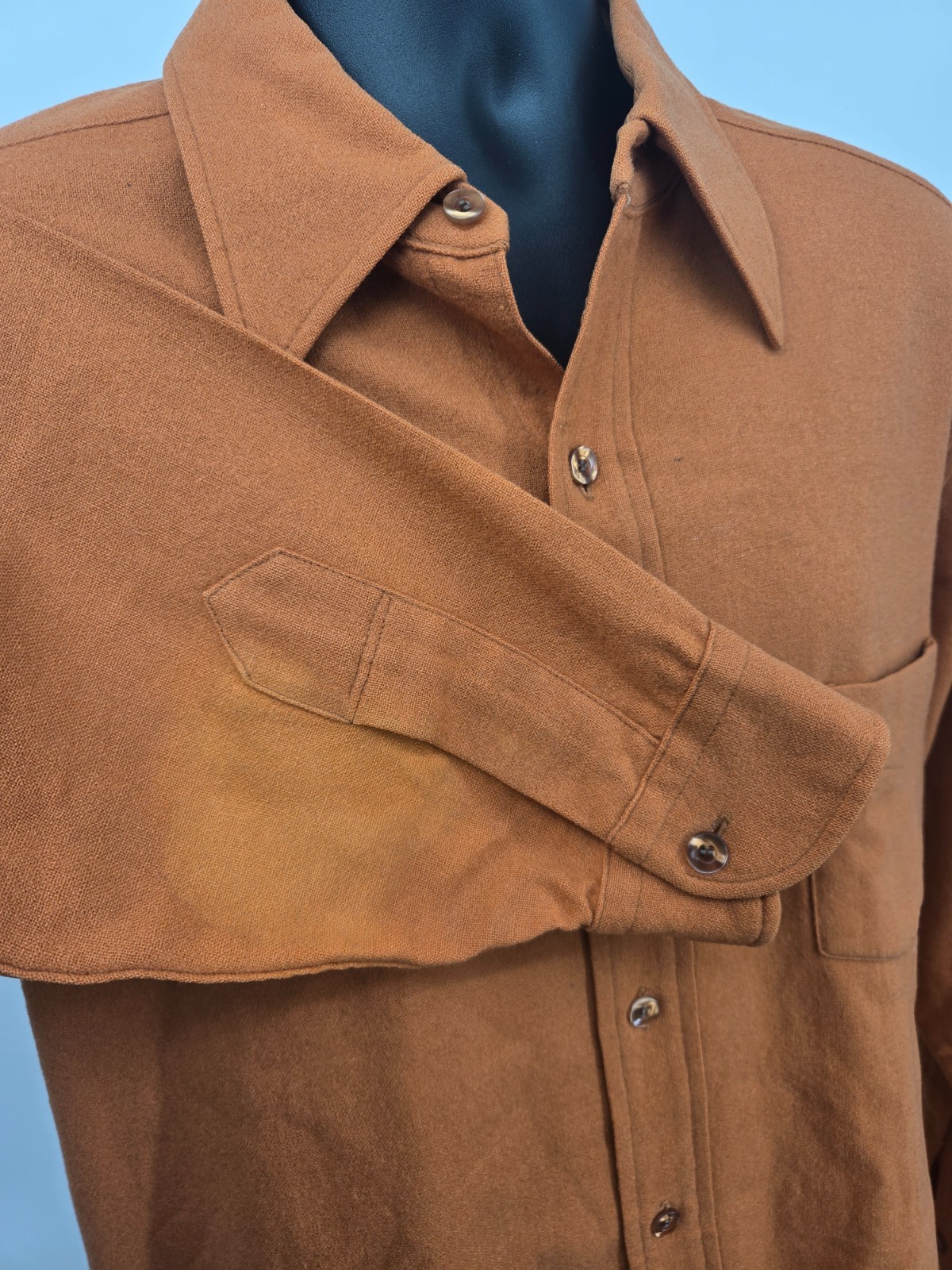 Pendelton VTG Flannel Shirt XL Orange Virgin Wool Pockets 60's 70's RARE Men *