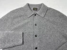 J. Crew Midweight cashmere waffle-knit polo cardigan sweater men medium Gray