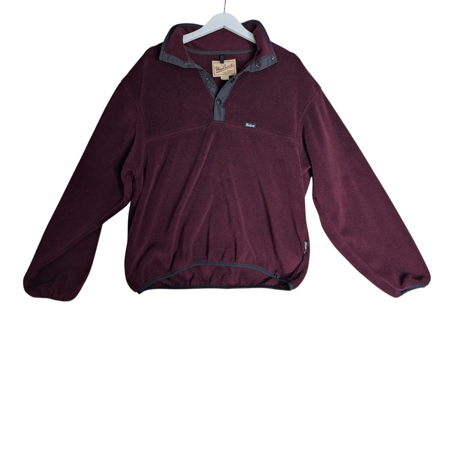 Vintage 90s Woolrich Polartec Maroon 1/4 Snap Fleece Pullover Mens Large USA image 9