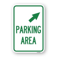 Parking Area with Upper Right Arrow Heavy Gauge Aluminum Parking Sign