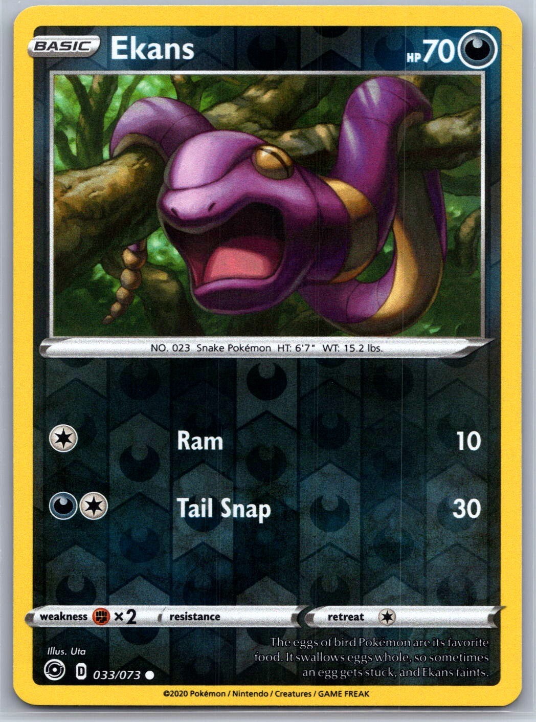 Ekans 033/073 Common Champion's Path Pokemon Reverse Holo Near Mint