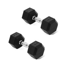 15LBS Pair Rubber Encased Hex Dumbbell Weights Set Anti Slip Cast Iron Fitvids