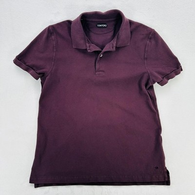 Tom Ford Polo Shirt Mens EU 54 Purple Cotton Knit Made In Portugal Designer