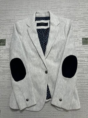 Zara Sports Coat Womens Medium Gray Cotton Blend Jacket