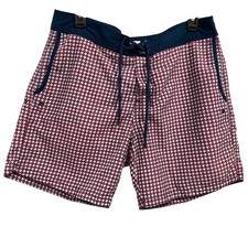 Mr. Swim Houndstooth Swim Trunks Mens 32 Waist Board Shorts Pockets Tie Waist