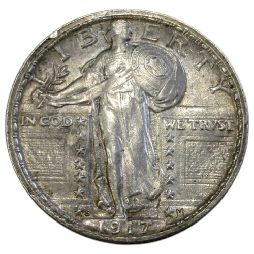 1917 S TYPE 2 STANDING LIBERTY QUARTER 25C