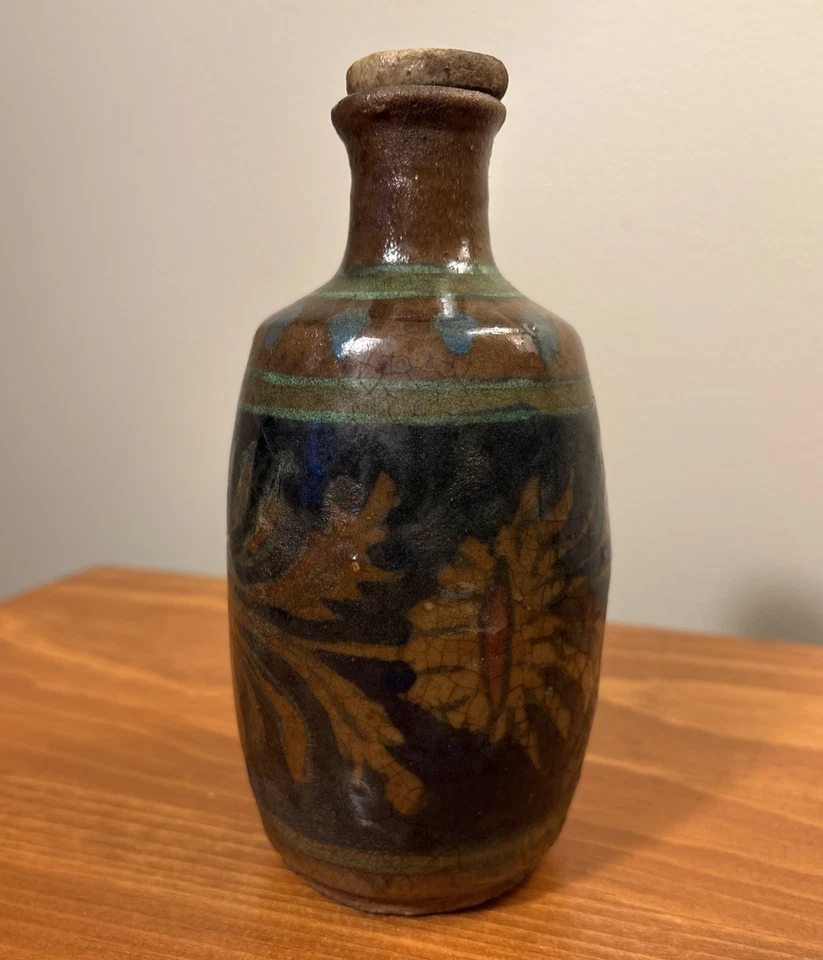 Jarrón de cerámica antiguo Iznik persa Qajar de Oriente Medio tarro artículo patrimonial. Authen Foto 3 de 4