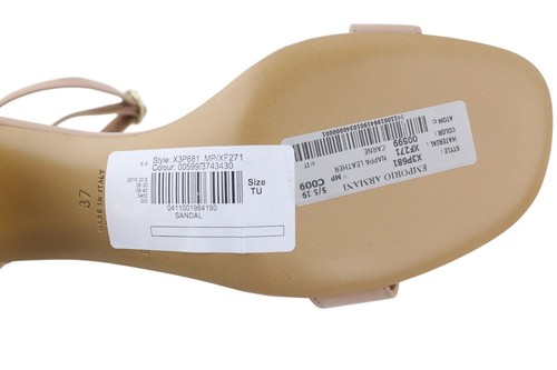 EMPORIO ARMANI X3P681 Women Heels EU37 Pink Leather Gold Tone Sandals RRP$299 - Picture 10 of 12
