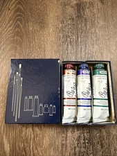 Grumbacher Pre-Tested Permanent Oil Paint Set of 3 Crimson Blue Viridian Green