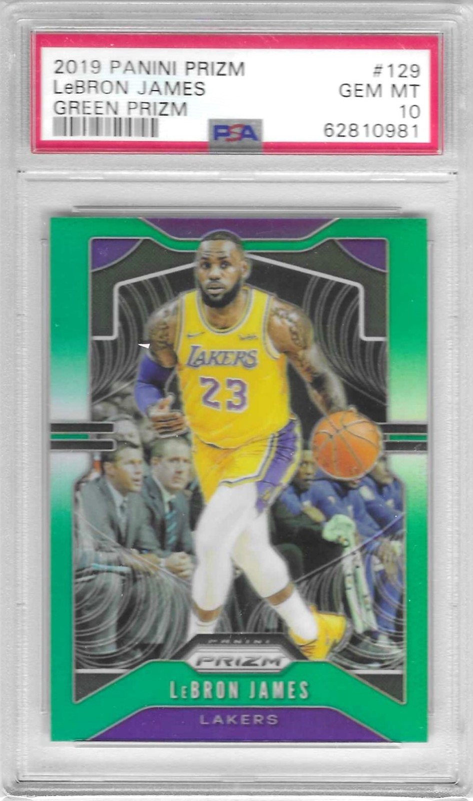 LeBRON JAMES 2019 Panini Prizm (Los Angeles Lakers) "Green" PSA Gem Mint 10!🔥🔥
