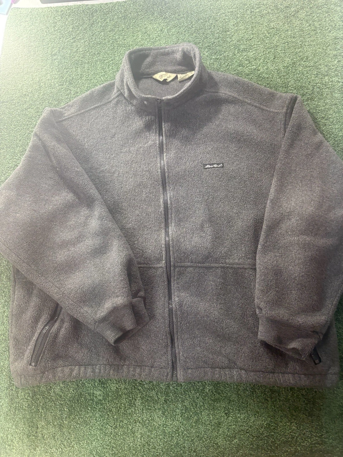Eddie Bauer Jacket Men’s XL Grey Fleece Full Zip Up Pockets Outdoors Wear OG