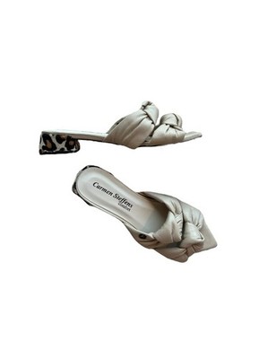 Leather Leopard Print Calf Hair Carmen Steffens Comfort Slide Sandals