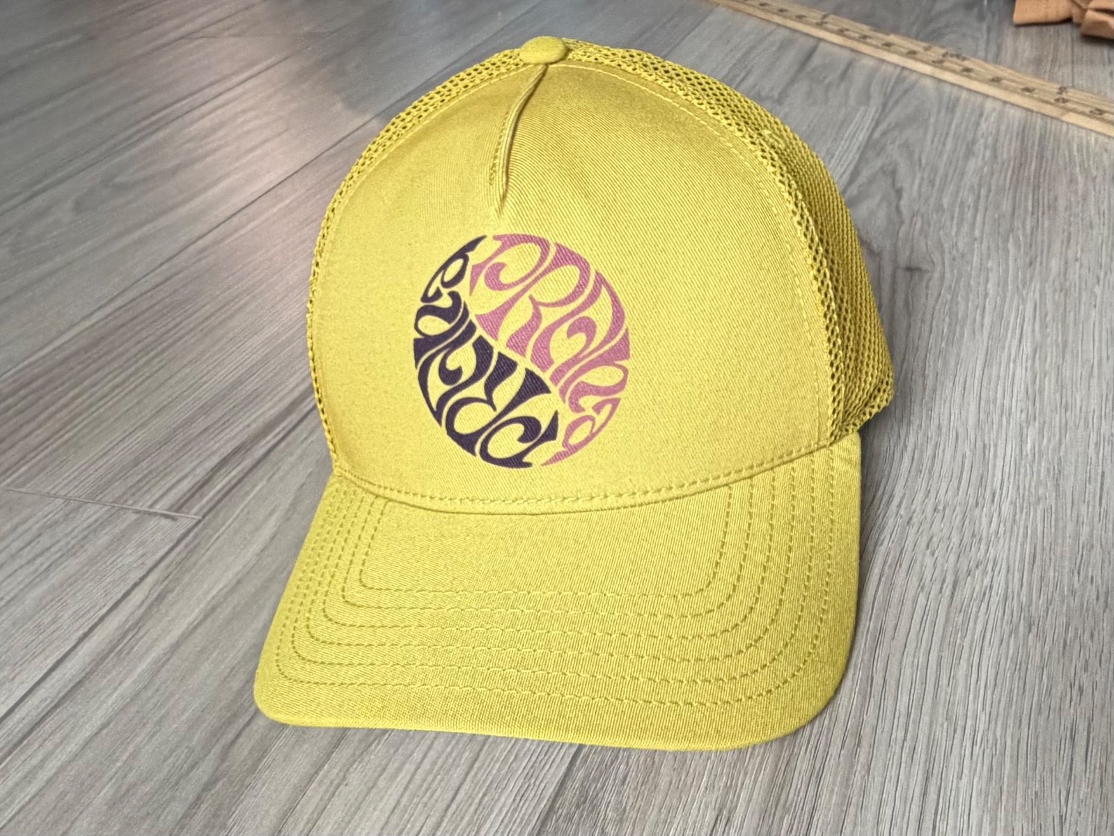 Prana Roads Ahead Trucker Hat Golden Leaf Symbol Snapback Unisex Hat Hiking NEW