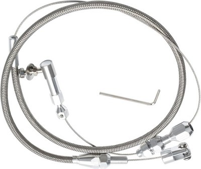 24'' Hi-Tech Throttle Cable, Stainless Steel Braided Thrott Style: 24 Cable Kit