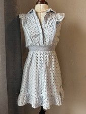 Super Cute Vintage Style Cottagecore Mini Dress - Blue 100% Cotton - Size Small