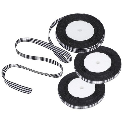 3 Roll Check Satin Ribbon Christmas Wedding Gift Wrapping Cake Decoration 1c SET