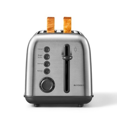 BUYDEEM DT620 2-Slice Toaster, Extra Wide Slots, Retro Stainless Steel with H...