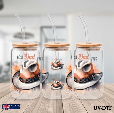 Vatertag UV DTF Aufkleber - 16oz Libbey Dose Glasfolie zp887