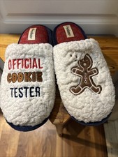 Dearfoams Slippers Women's Sz Lg 9-10 "Official Cookie Tester" Gingerbread Man