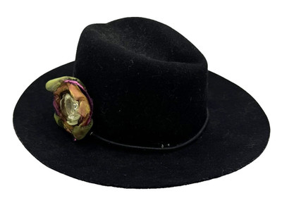 Quagga Green Label Women's Black Felt Bowler Hat - Size 24 inches (Large)