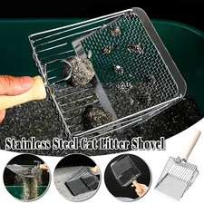 Cat Litter Shovel StainlessSteel Wooden Handle Kitten Litter Scoop Clean Shovel.