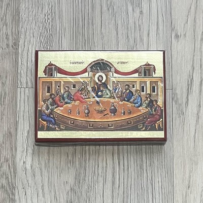 Last Supper Icon Greek Orthodox Byzantine Catholic Made in Greece Gilded