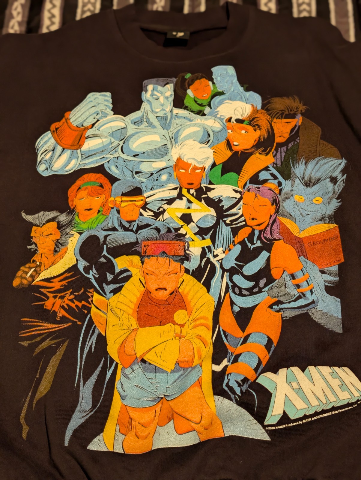 X-Men Black Crewneck Sweatshirt Marvel Jim Lee mask and disguise black XL NEW thumbnail 2