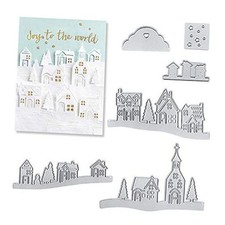 Village House Metal Cutting Dies Stencil Template Molds, Embossing Tool Die