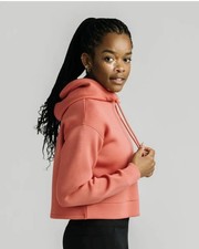 NWT Zyia Active Sunset Anna Crop Hoodie Sweatshirt Coral Pink Size XL