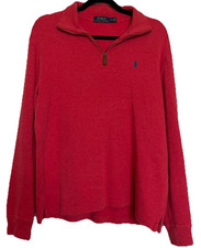 Polo Ralph Lauren Men s Red 1/4 Zip Cotton Kn...