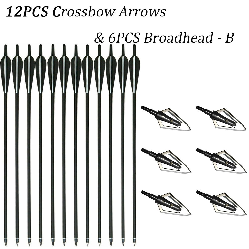 20" Carbon Crossbow Bolts Hunting Arrows OD 8.8mm Half Moon Nock Shooting Target
