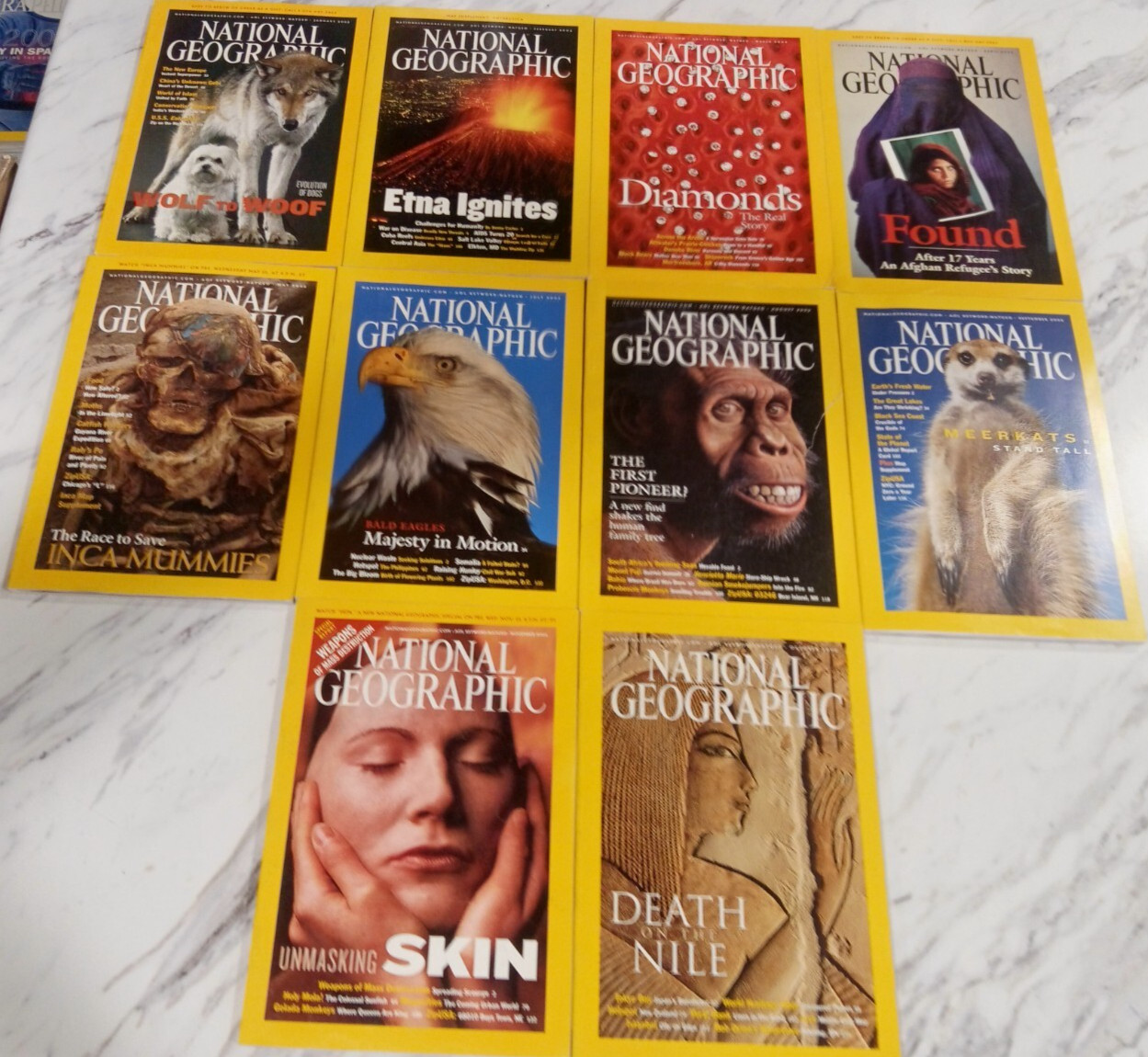 National Geographic 10 Magazine Lot: Issues From 2002 - No Duplicates