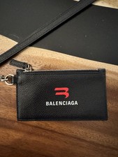 BALENCIAGA Men's Leather Card Case, Black, 594548 1069 0