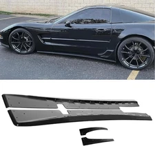 Side Skirts Rocker Panel Glossy Black For 1997-2004 Chevy Corvette C5 ZR1 Style
