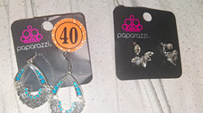 Paparazzi 2 Pair Earrings Set Teardrop Blue R...
