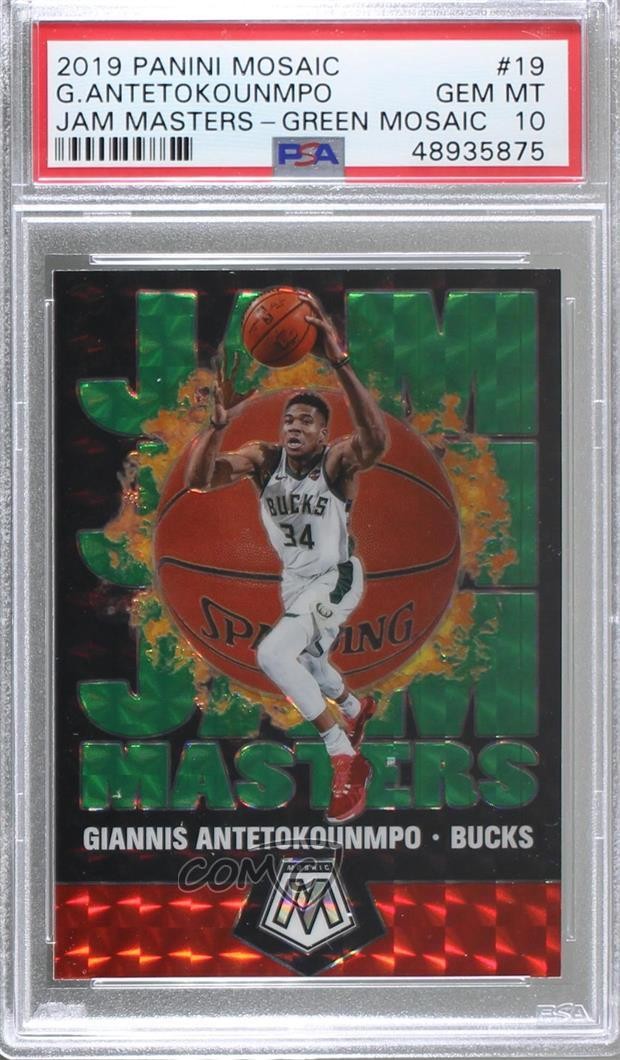 2019 Mosaic Jam Masters Green Prizm Giannis Antetokounmpo #19 PSA 10 GEM MT g6p